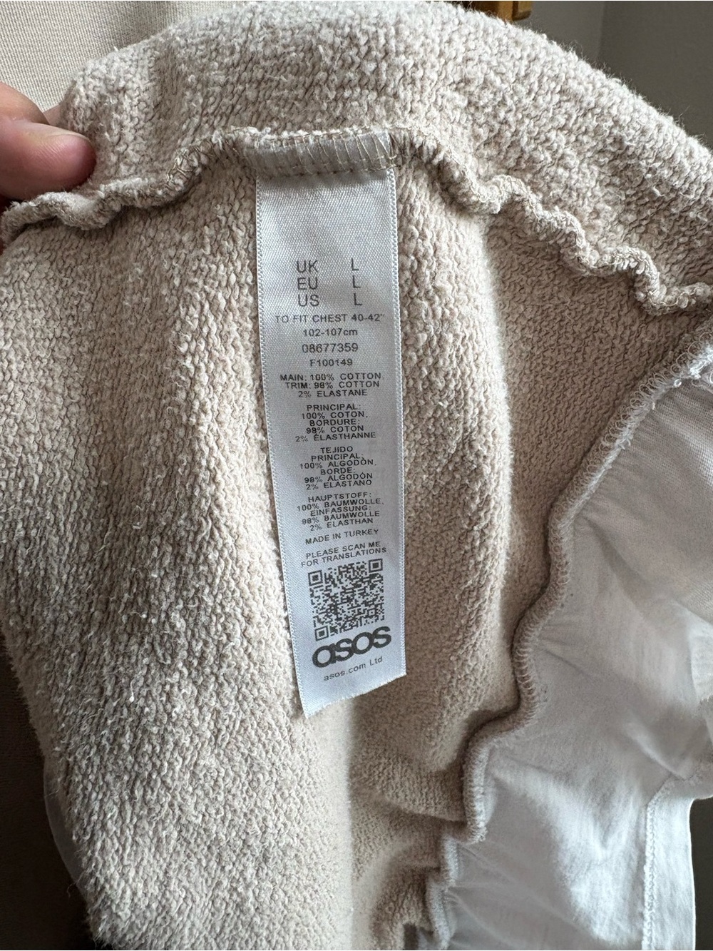 ASOS DESIGN Oversized Layered Sweatshirt with Built-in Shirt - Beige - Large - Picture 8 of 8